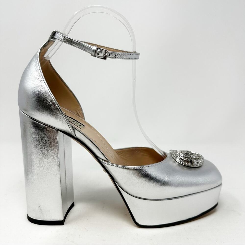 Gucci GG Crystal Metallic Leather Platform Heels Womens Size EU 38.5 - Picture 7 of 13